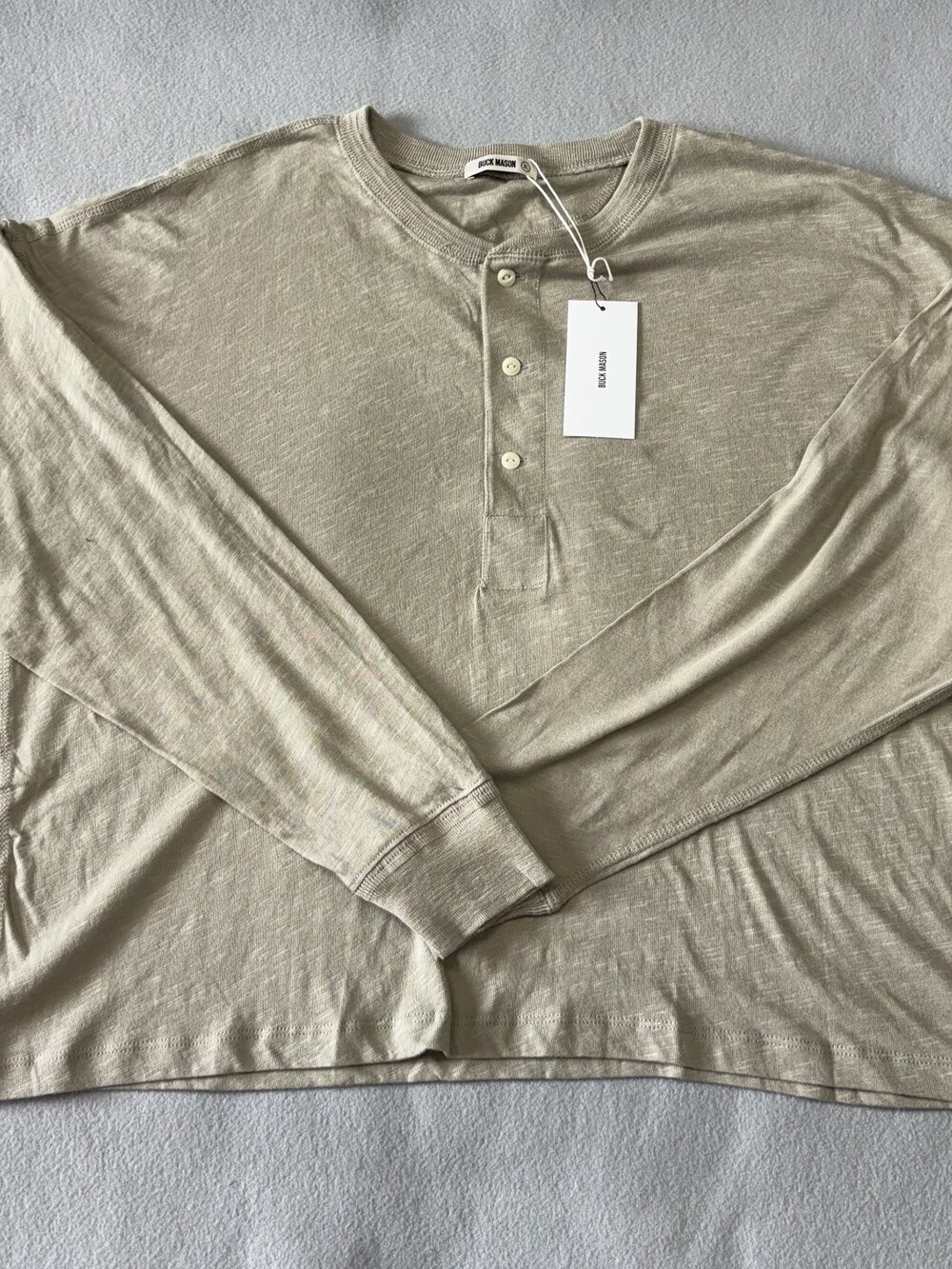 Buck Mason Men’s Concrete Slub L/S Henley Sz XL MSRP $68 [DA2]